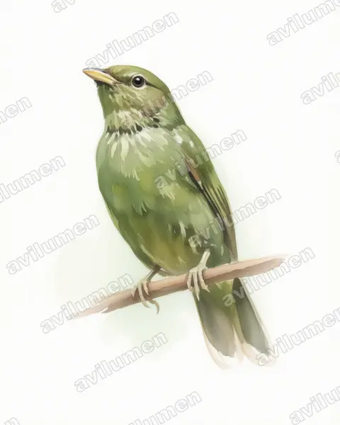 Illustration im Stil Aquarell: Golden-breasted Fruiteater (Pipreola aureopectus)