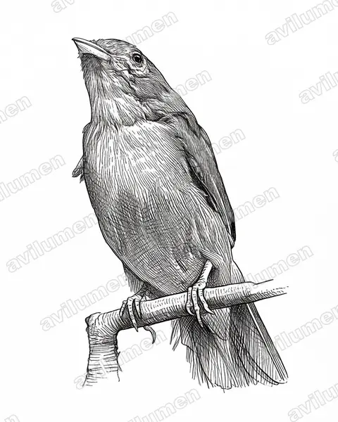 Illustration im Stil Tusche: Golden-breasted Fruiteater (Pipreola aureopectus)