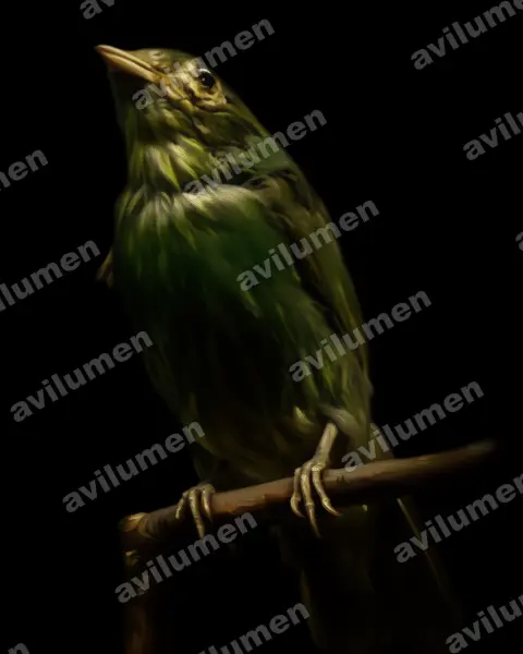 Illustration im Stil Öl: Golden-breasted Fruiteater (Pipreola aureopectus)