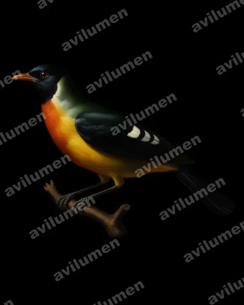 Ilustración en Óleo: Pipreola formosa (Frutero hermoso​)