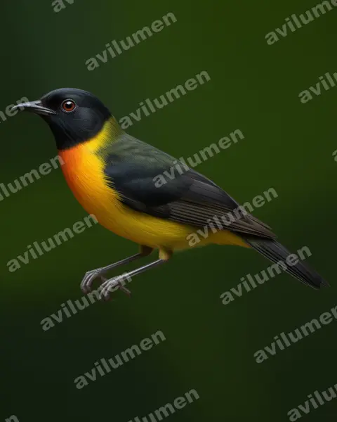 Ilustración en Realista: Pipreola formosa (Frutero hermoso​)