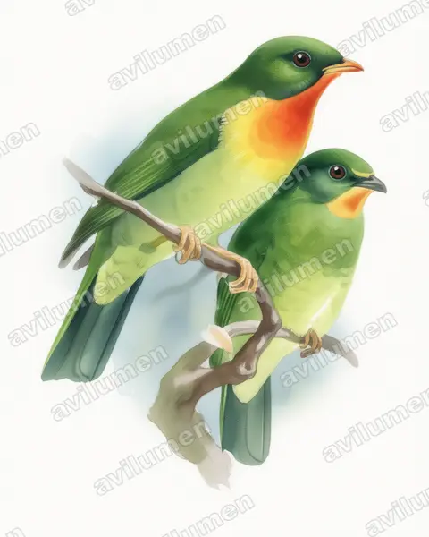 Ilustración en Acuarela: Pipreola frontalis (Frutero pechirrojo)