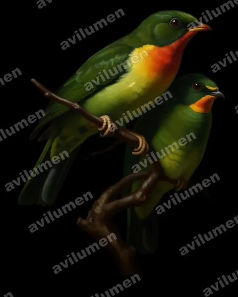 Ilustración en Óleo: Pipreola frontalis (Frutero pechirrojo)