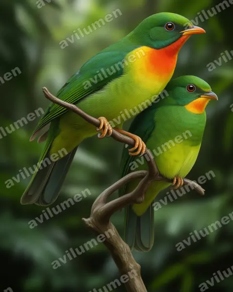 Ilustración en Realista: Pipreola frontalis (Frutero pechirrojo)