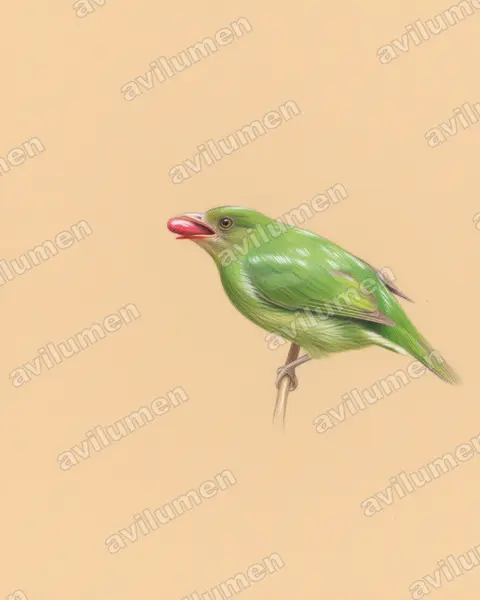 Illustration Crayon de couleur : Pipreola pulchra (Masked Fruiteater)