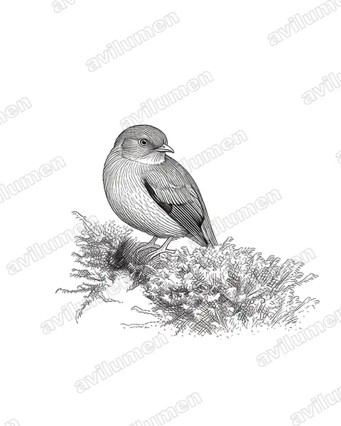 Illustration im Stil Tusche: Red-banded Fruiteater (Pipreola whitelyi)