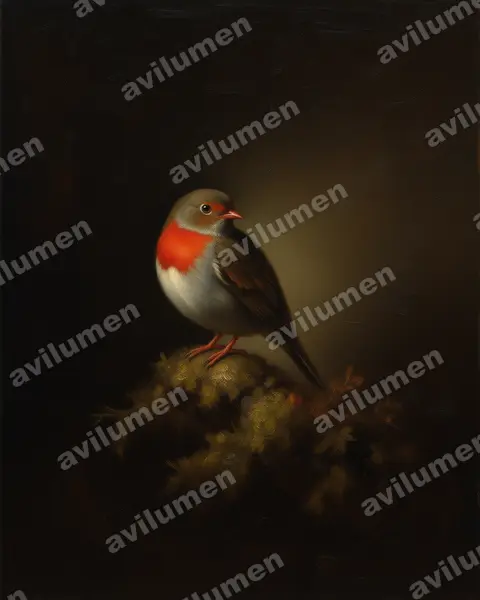 Illustration im Stil Öl: Red-banded Fruiteater (Pipreola whitelyi)