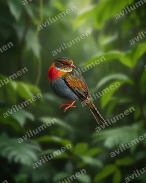 Illustration im Stil Realistisch: Red-banded Fruiteater (Pipreola whitelyi)