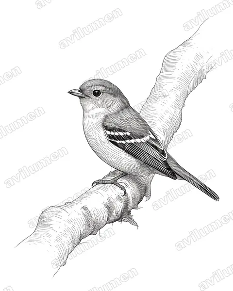 Ink illustration: Piprites chloris (Wing-barred Piprites)