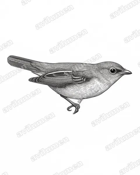 Ink illustration: Piprites griseiceps (Grey-headed Piprites)