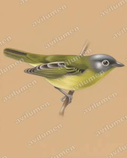 Colored pencil illustration: Piprites griseiceps (Grey-headed Piprites)