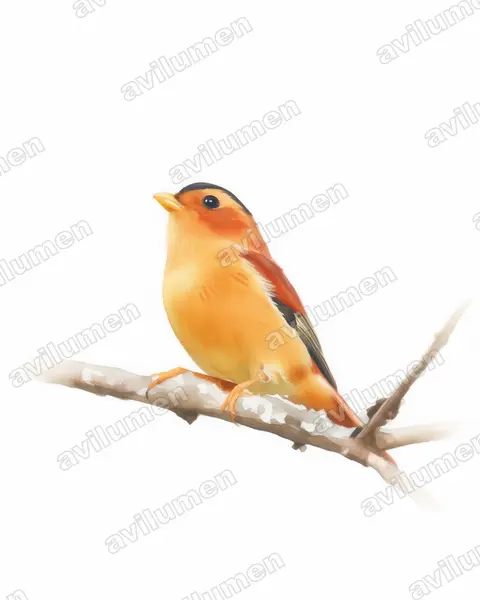 Ilustración en Acuarela: Piprites pileata (Bailarín castaño)