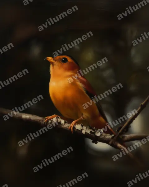 Ilustración en Óleo: Piprites pileata (Bailarín castaño)