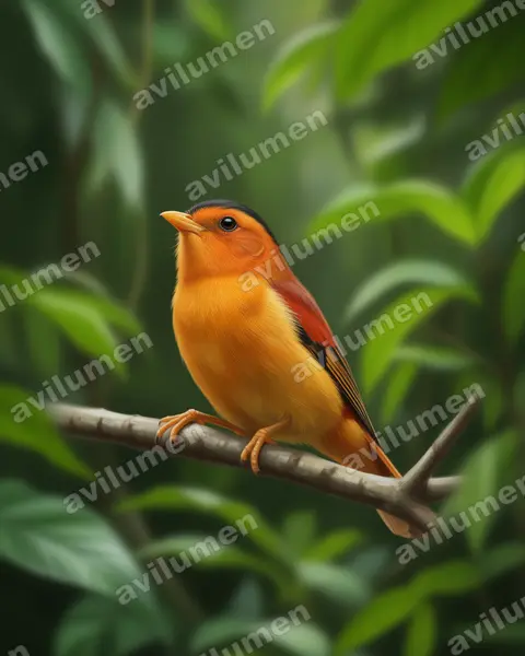 Ilustración en Realista: Piprites pileata (Bailarín castaño)
