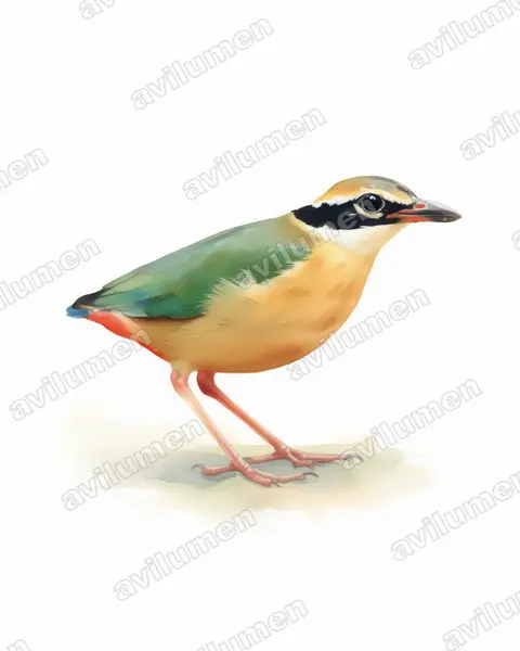 Illustration im Stil Aquarell: Bengalenpitta (Pitta brachyura)