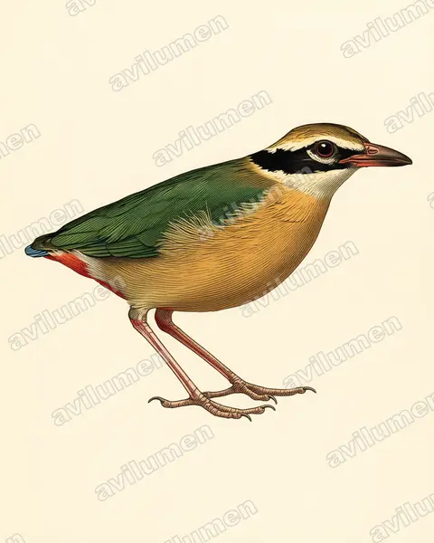 Illustration im Stil Historische Tafel: Bengalenpitta (Pitta brachyura)