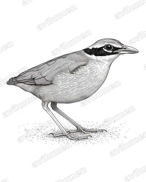 Illustration im Stil Tusche: Bengalenpitta (Pitta brachyura)