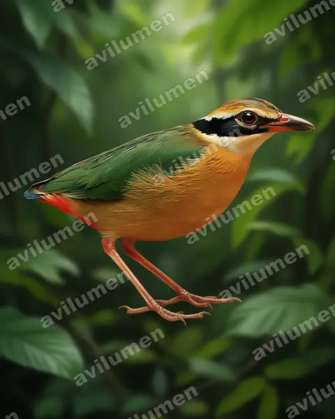 Illustration im Stil Realistisch: Bengalenpitta (Pitta brachyura)