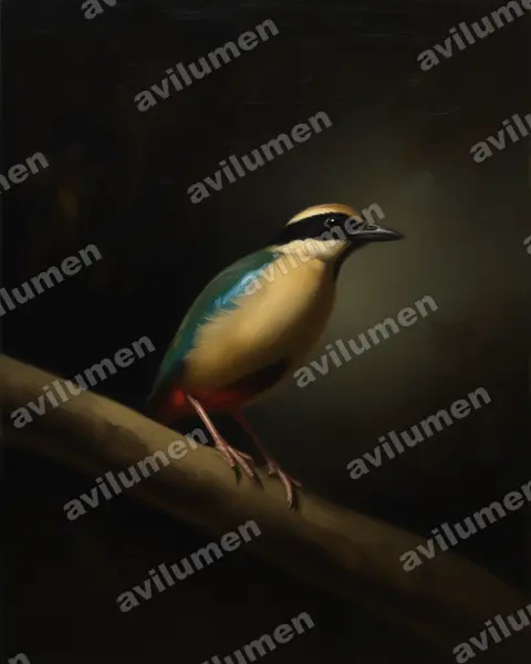 Ilustración en Óleo: Pitta elegans (Pita elegante)