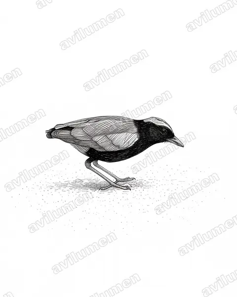 Illustration Encre : Pitta iris (Brève iris)