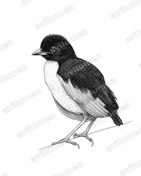 Ink illustration: Pitta maxima (Ivory-breasted Pitta)