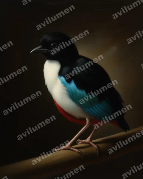 Oil illustration: Pitta maxima (Ivory-breasted Pitta)