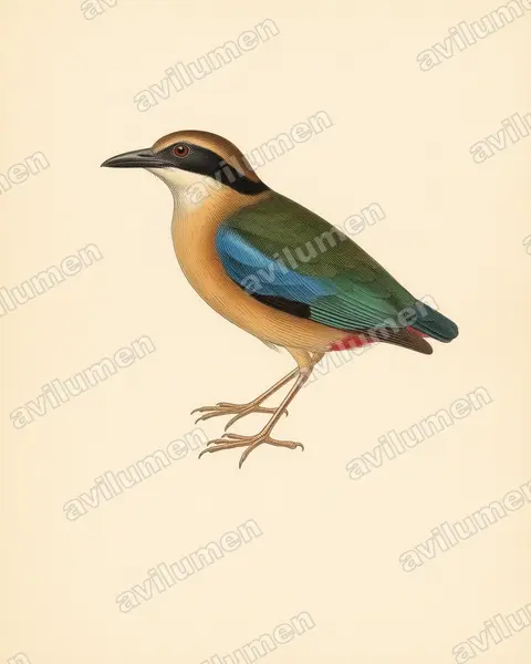 Illustration Planche ancienne : Pitta megarhyncha (Brève des palétuviers)