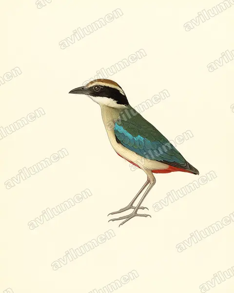 Vintage plate illustration: Pitta nympha (Fairy Pitta)