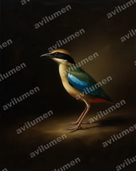 Oil illustration: Pitta nympha (Fairy Pitta)