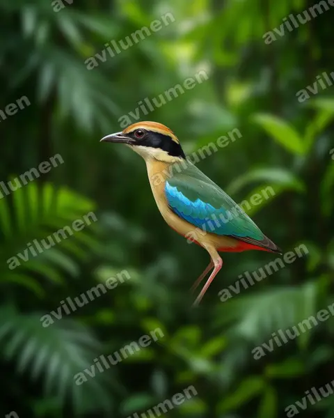 Realistic illustration: Pitta nympha (Fairy Pitta)