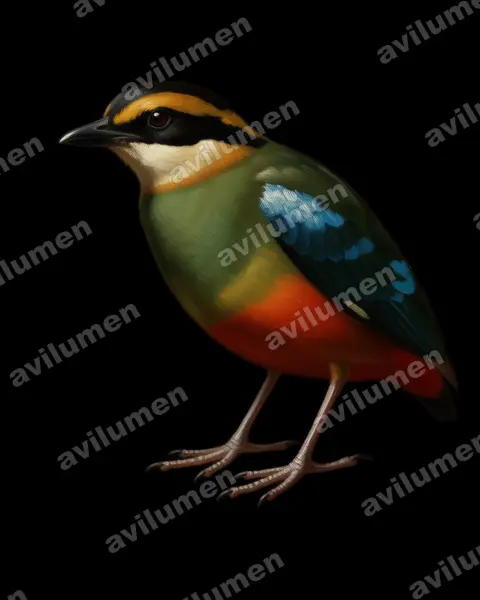 Illustration im Stil Öl: Grünbrustpitta (Pitta reichenowi)