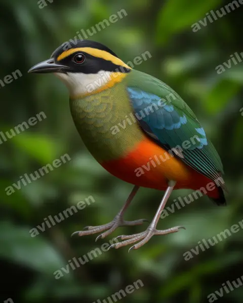 Illustration im Stil Realistisch: Grünbrustpitta (Pitta reichenowi)