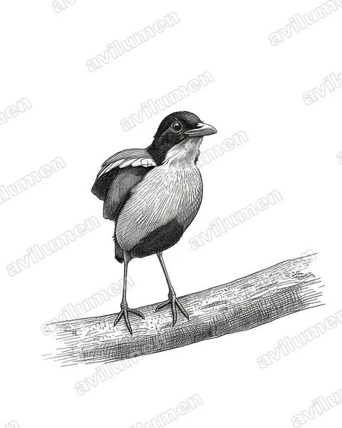 Ink illustration: Pitta steerii (Azure-breasted Pitta)