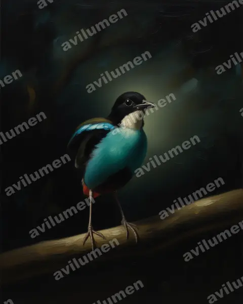Oil illustration: Pitta steerii (Azure-breasted Pitta)
