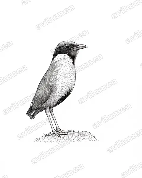 Ilustración en Tinta: Pitta versicolor (Pita bulliciosa)