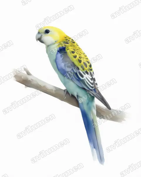 Watercolor illustration: Platycercus adscitus (Pale-headed Rosella)