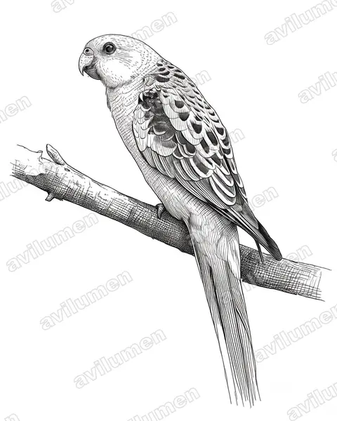 Ink illustration: Platycercus adscitus (Pale-headed Rosella)