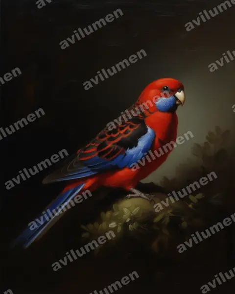 Oil illustration: Platycercus elegans (Crimson Rosella)