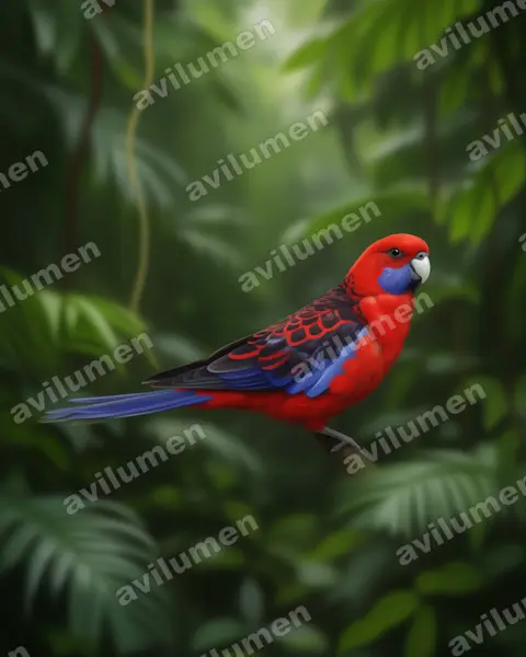 Realistic illustration: Platycercus elegans (Crimson Rosella)