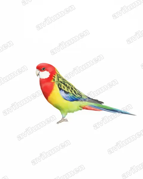 Ilustración en Acuarela: Platycercus eximius (Perico multicolor)