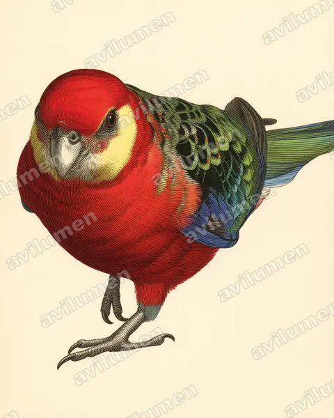 Ilustración en Lámina antigua: Platycercus icterotis (Perico carigualdo)