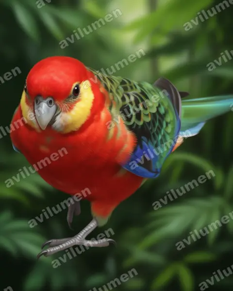 Ilustración en Realista: Platycercus icterotis (Perico carigualdo)
