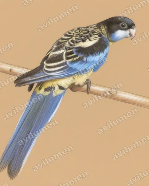 Ilustración en Lápiz de color: Platycercus venustus (Rosella del norte)
