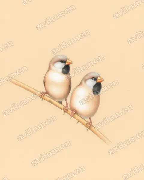 长尾草雀（Poephila acuticauda）的彩色铅笔插画
