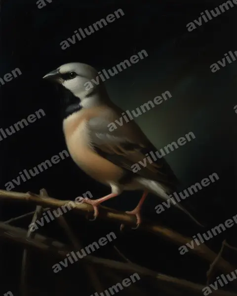 Black-throated finch（Poephila cincta）的油画插画