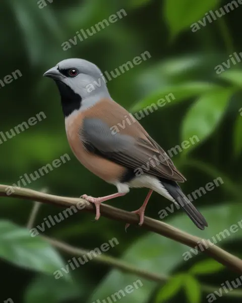 Black-throated finch（Poephila cincta）的写实插画