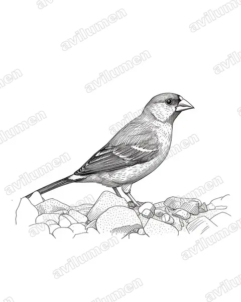 Illustration im Stil Tusche: Maskenamadine (Poephila personata)