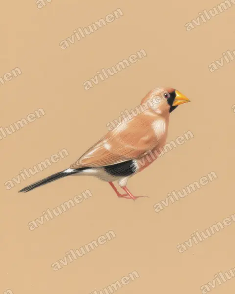 Illustration im Stil Buntstift: Maskenamadine (Poephila personata)