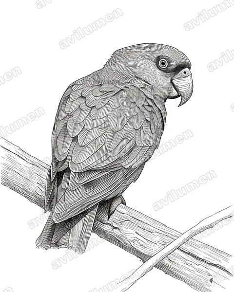 Ilustración en Tinta: Poicephalus crassus (Lorito niam-niam)
