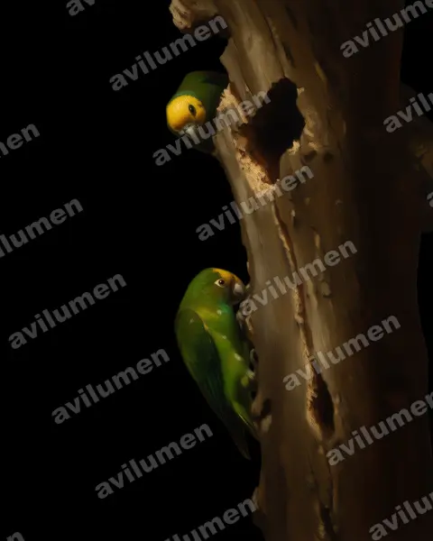 Yellow-fronted Parrot（Poicephalus flavifrons）的油画插画